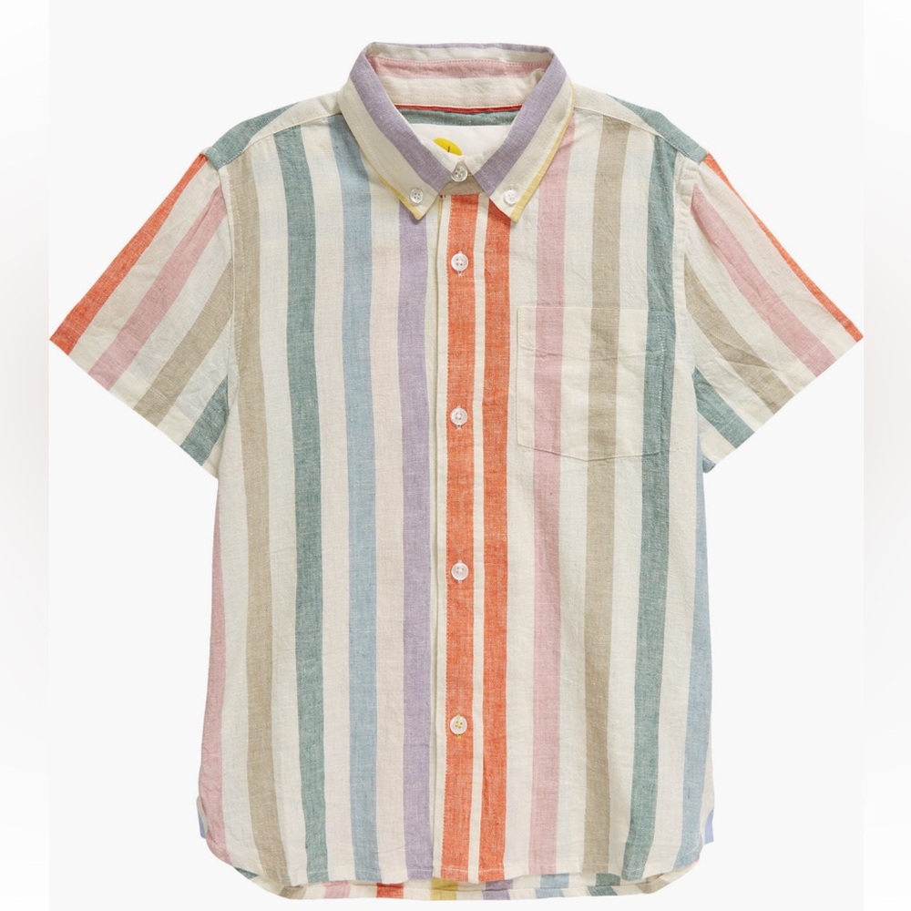Mini boden kids vacation short sleeve button down shirt size 3-4 years